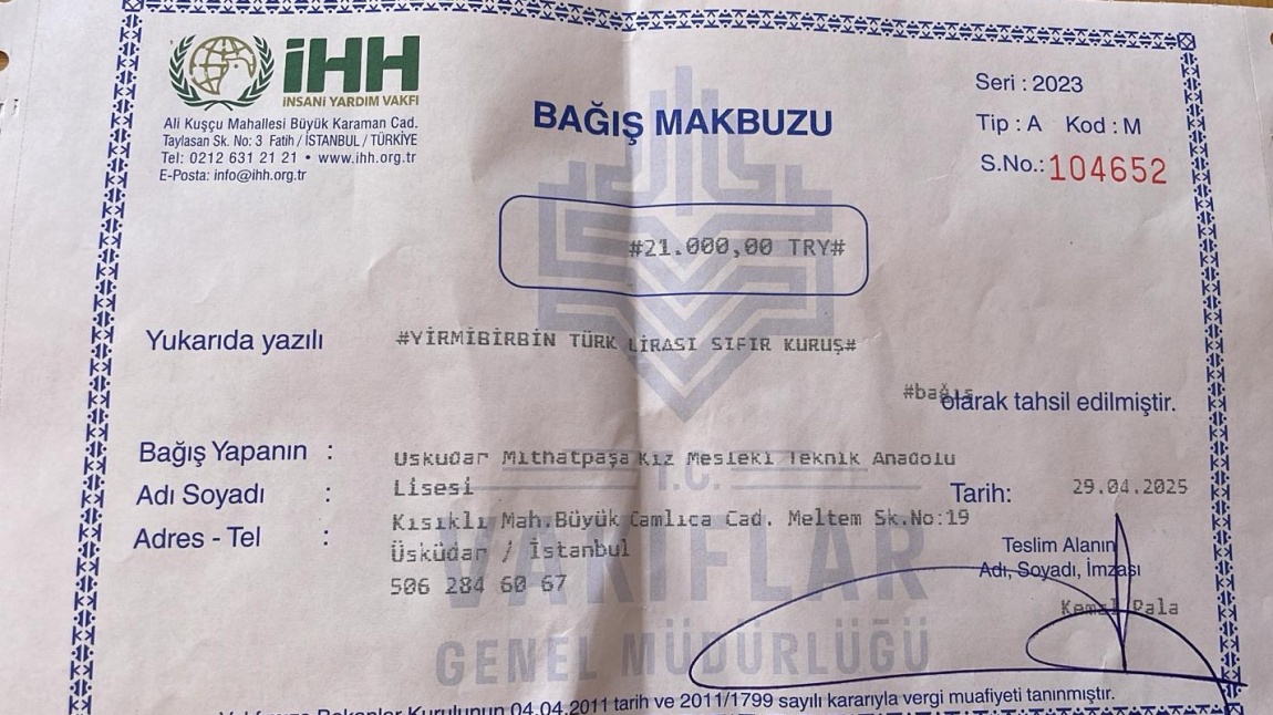 YARDIM ÇARŞISI GELİRİNİ GAZZE'YE GÖNDERDİK